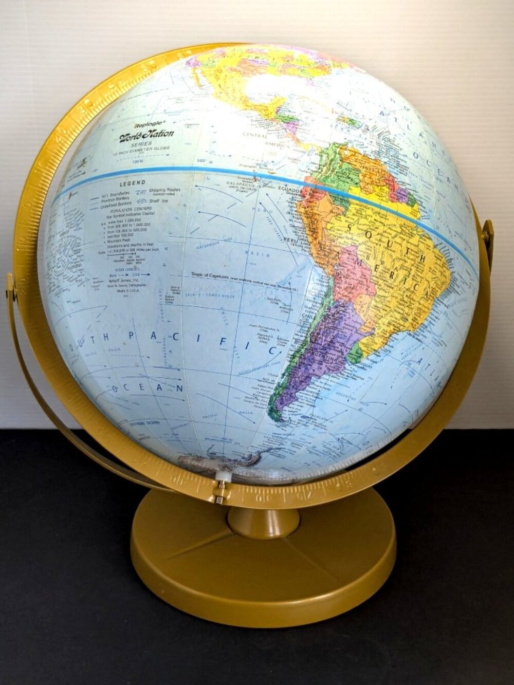 Replogle Globes World Nation Series 12-Inch Tabletop Globe Gold Base Multicolor
